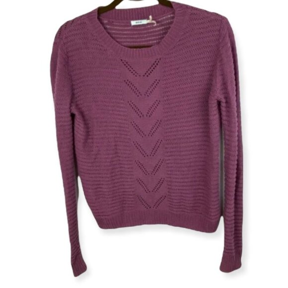 Urban‎ Outfitters Knit Sweater Kimchi Blue Chevron Pointelle Purple Size Small S - Picture 2 of 8